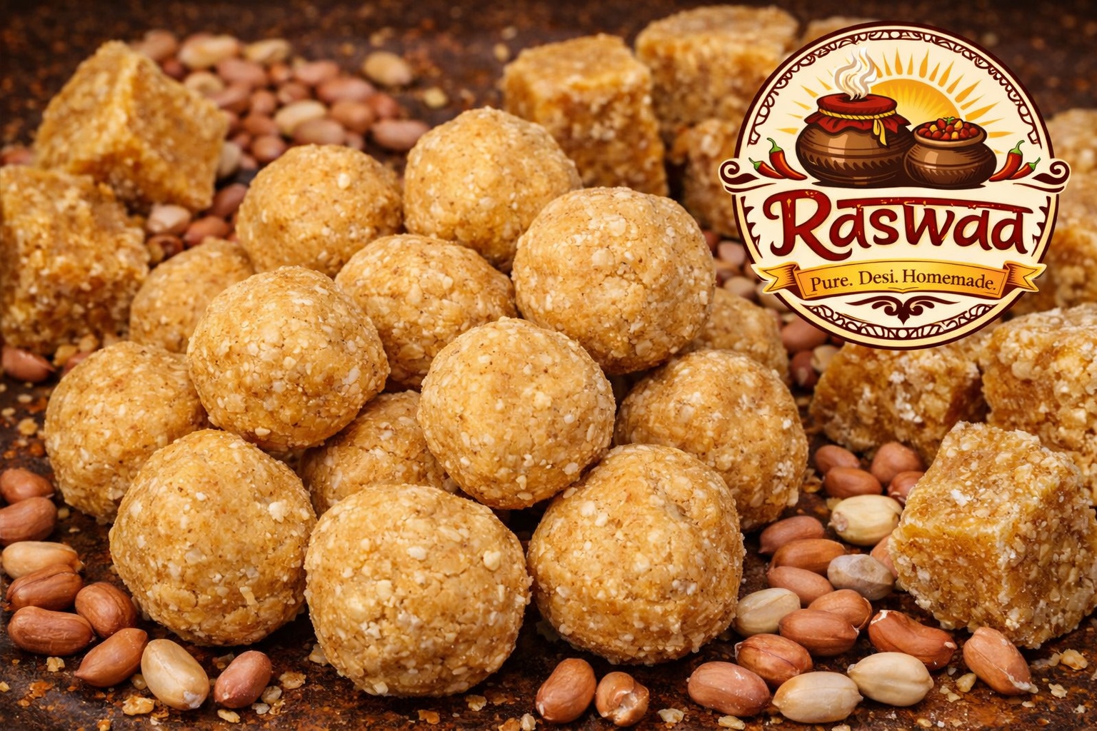 Authentic Homemade Peanut Laddu - Kadalai Laddu (Made with jaggery, No Ghee, No Oil) - 250 grams